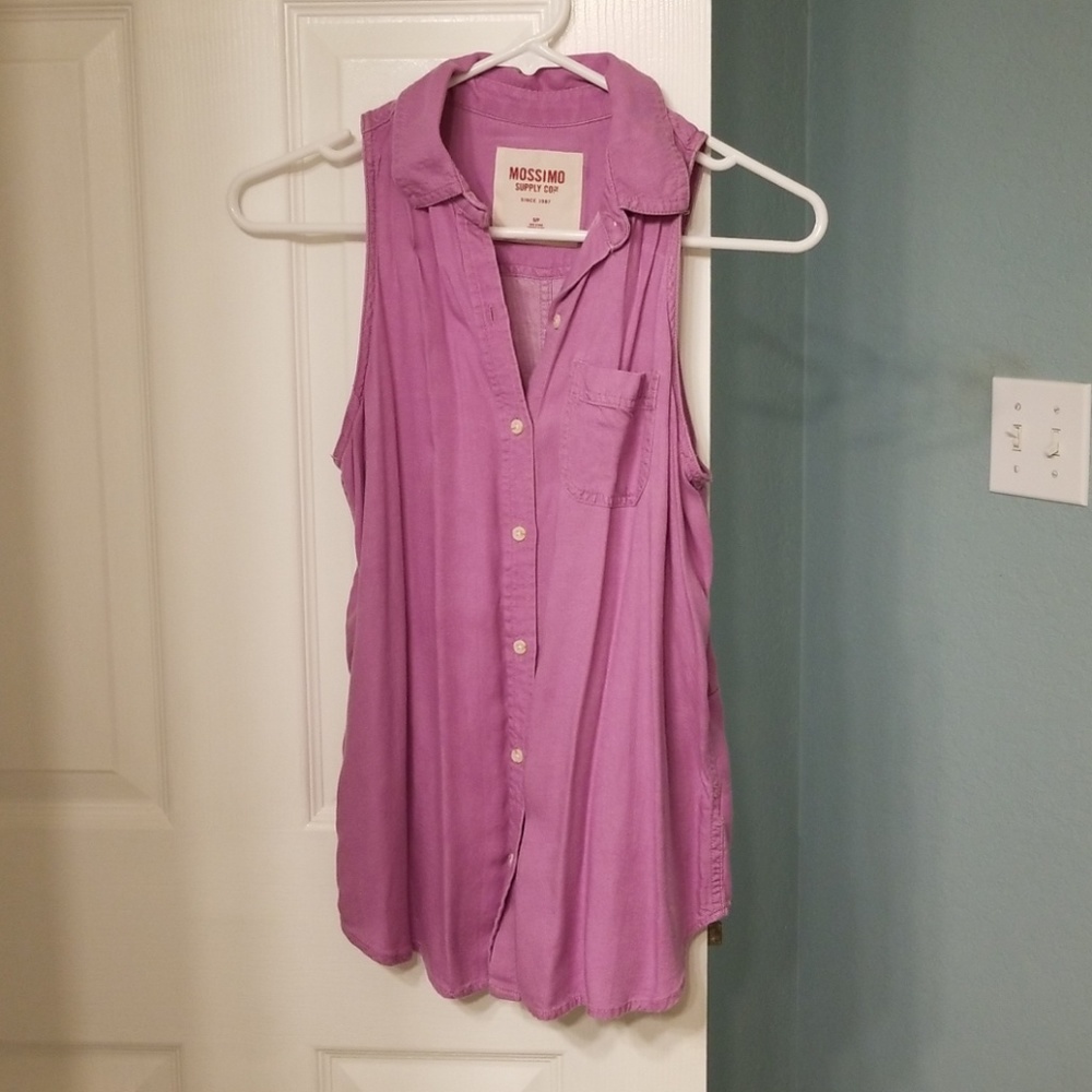Purple button down sleeveless top